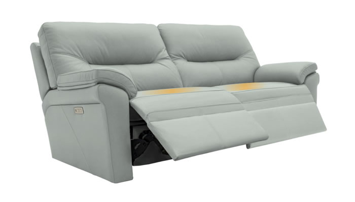 G Plan Seattle Leather 3 Seater Electric Recliner Lumbar Support Cambridge Cloud